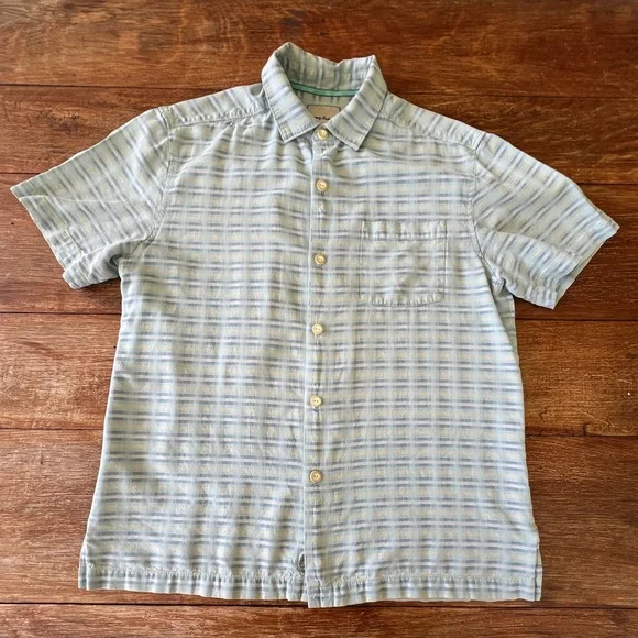 Tommy Bahama Silk Cotton Blend Shirt Pixel In Paradise Camp Shirt Blue Aloha Med - Picture 10 of 16